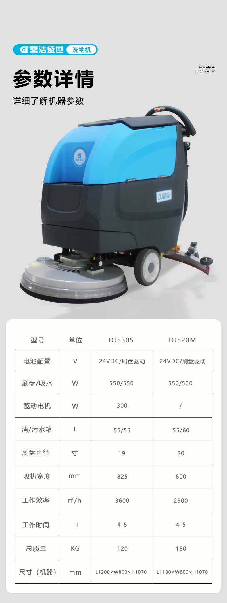 鼎潔盛世全自動手推式洗地機DJ530S35